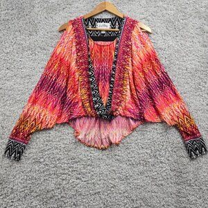 Joseph Ribkoff Blouse Womens 8 Multicolor Batwing Cold Shoulder Boho